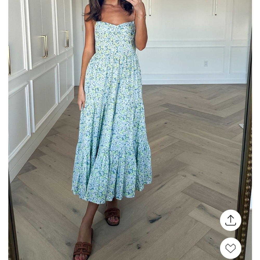 AE Tie Back Midi Dress - Blue & Green - Small